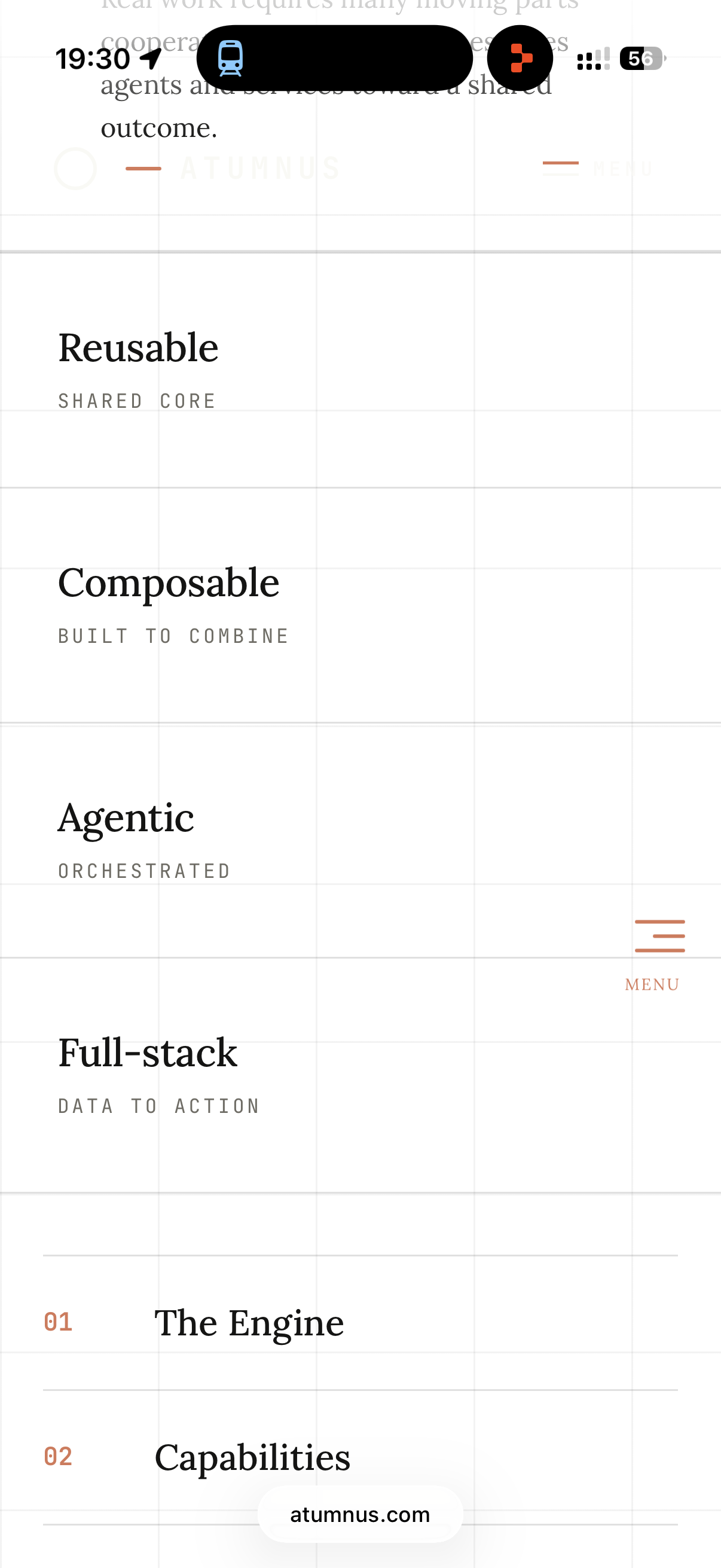 Reusable · Composable · Agentic · Full-stack - the engine's four properties