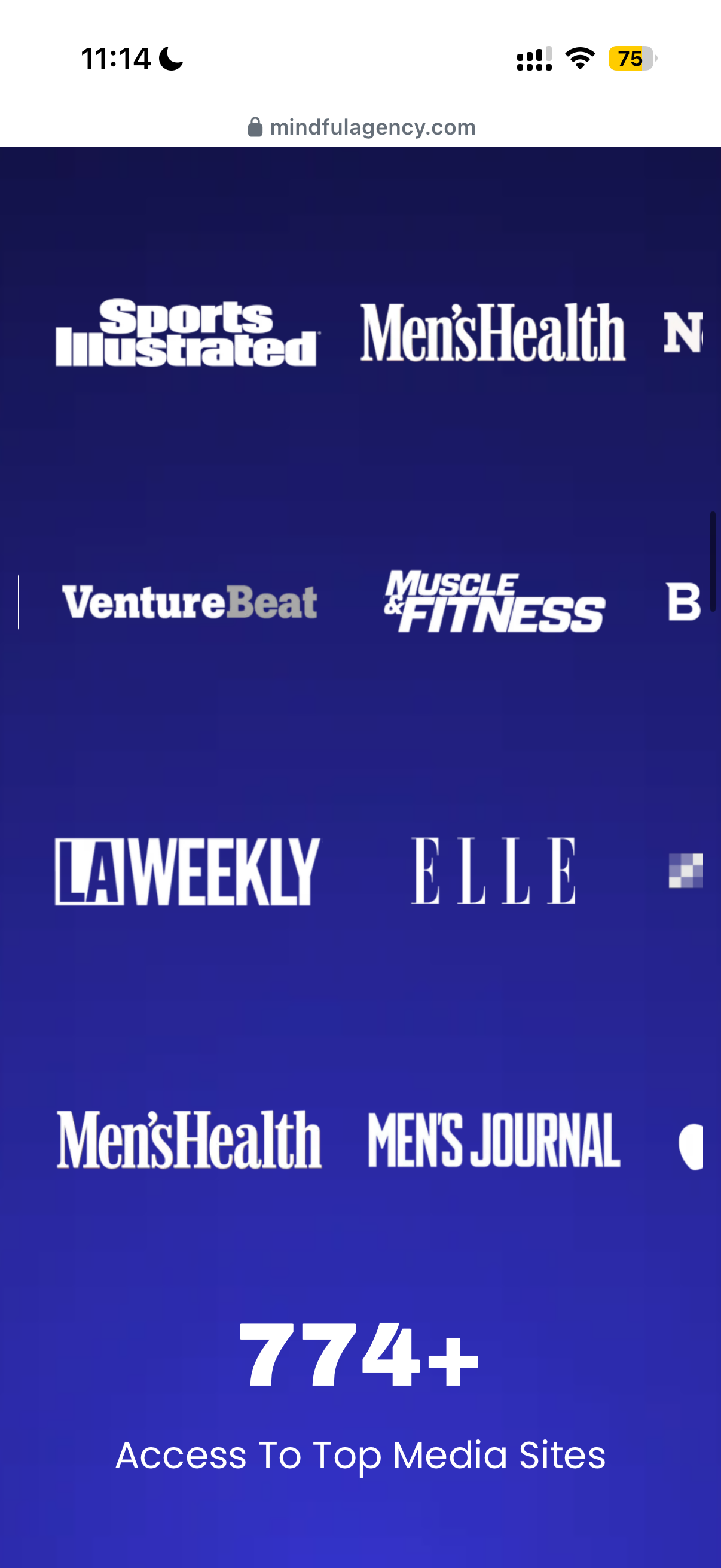 774+ access to top media sites - Sports Illustrated, Men's Health, Elle, VentureBeat, LA Weekly.
