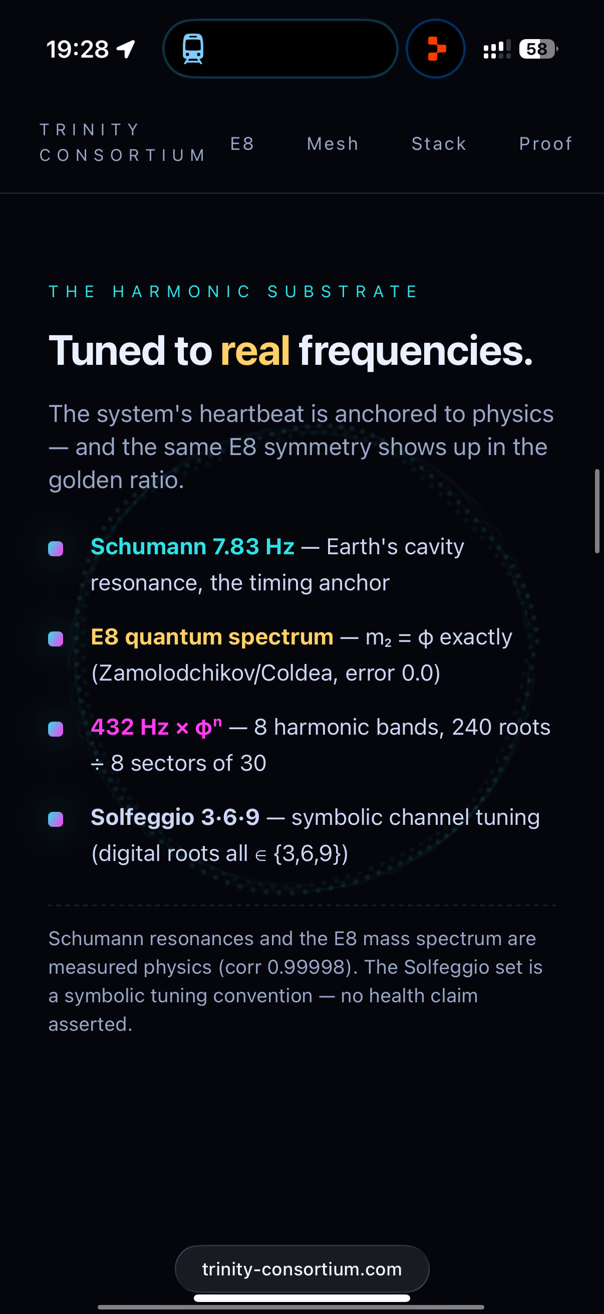 Tuned to real frequencies: Schumann 7.83 Hz anchor